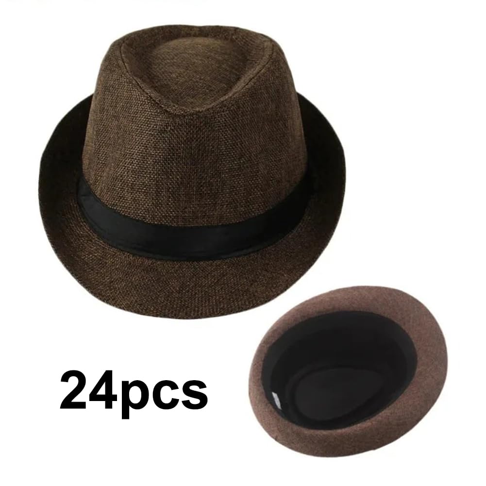 Sombreros Panamá de ala Corta, Sombreros Fedora Unisex para la Playa, Ideales para Fiestas, Disfraces y Bodas.