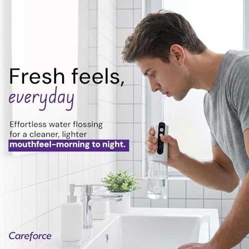 Image of Careforce Cordless Water Flosser for Teeth Cleaning, Oral Irrigator with 5 Modes (Child Mode), 30-150 PSI, 270ml Tank, 1500mAh Battery, IPX7 Waterproof, Portable Dental Flosser for Braces & Gums
