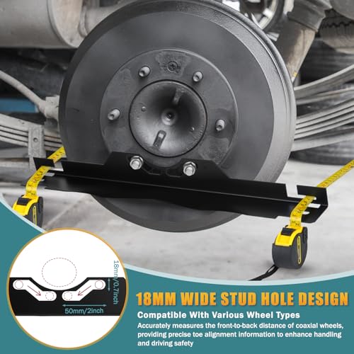 Image of Heavy Duty Toe Alignment Tool Plates, Black Wheel Alignment Tool with 2 Measuring Tapes, Stainless Steel Wheel Car Alignment Kit for Home Use, with 2 Storage Hooks for Easy Wall-Mounted Storage
