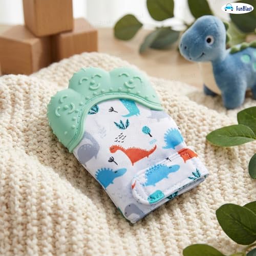 Image of FunBlast Baby Teething Mitten - Soft Silicone Teether Glove for Infants, BPA-Free, Safe & Comfortable Teething Toy for 3+ Months Babies, Toddlers, Infants (Seagreen)