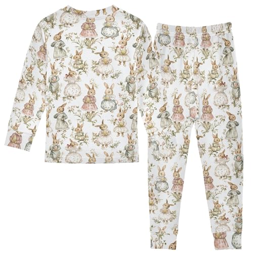Cotton Pajama Sets Comfy Long Sleeve Sleepwear Easter Bunny Soft 2-Piece Pj 18M-8Y2