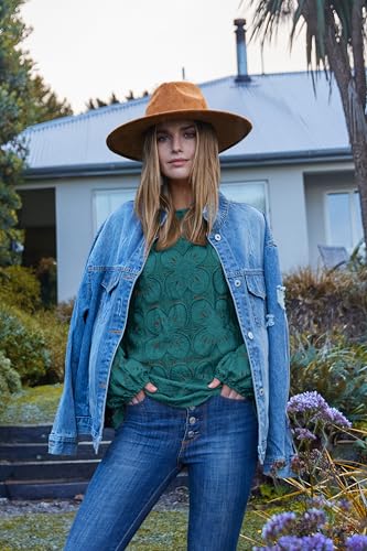 Image of OFEEFAN Blouses for Women Dressy Casual Spring Tops 2026 Summer Outfits Flower Lace Crochet Long Sleeve Shirts