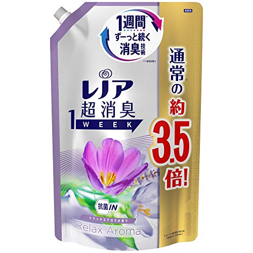 Lenor レノア 超消臭1WEEK 柔軟剤 リラックスアロマ 詰め替え 大容量 1390mL(約3.5倍) 1 袋