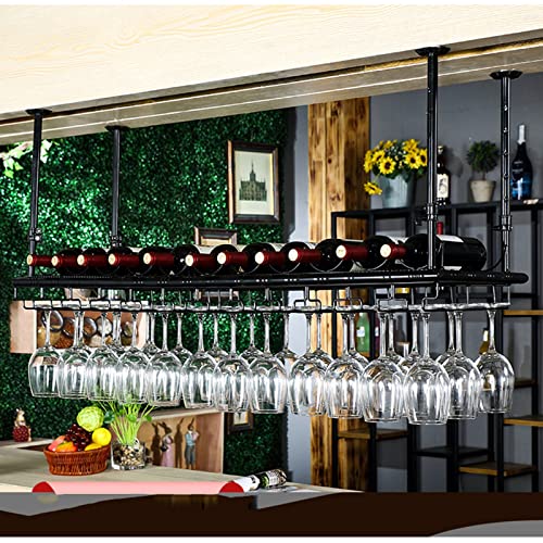 Botellero Colgante Vintage de Hierro Forjado para Montar en la Pared, con Altura Ajustable y Espacio para Guardar Copas de Vino, Estilo rústico, para el hogar.