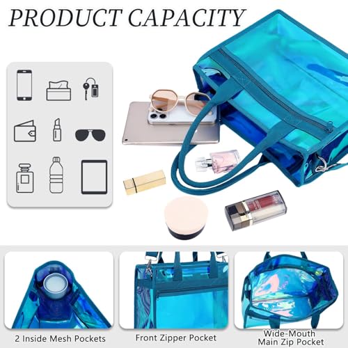 Image of Fammart Clear Bags Stadium Approved, Jelly Tote Bag for Women with Zipper, Crossbody Bag with Adjustable Strap for Work