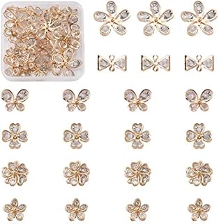 Craftdady 80pcs Cubic Zirconia Crystal Charms 10 Styles Geometric Tiny Rhinestone Diamante Pendants with Mixed Colors Metal Frame for Necklace Earring Jewelry Making
