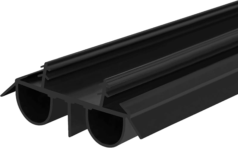 Burlete de doble bombilla deslizante de 36" en la parte inferior de la puerta – Sello duradero para eficiencia energética y protección contra corrientes de aire (negro)