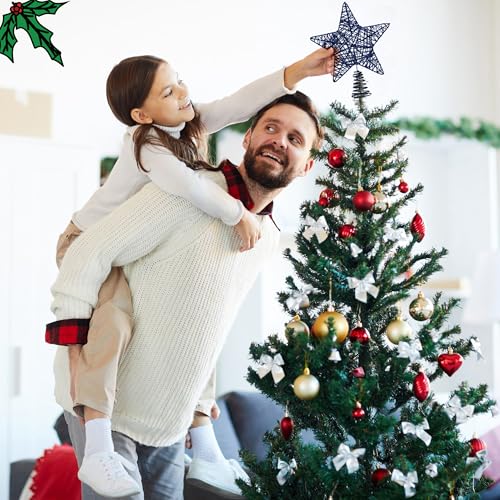 Christmas Tree Topper Decoration Christmas Tree Star Decorations Navy Blue Glitter Star for Xmas Tree Festive Decs - Image 5