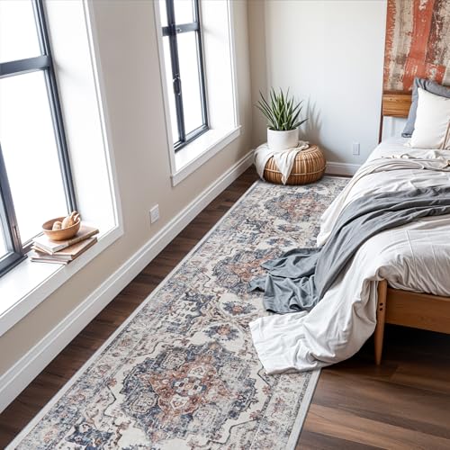 Washable 3x12 Hallway Runner Rugs: Indoor Long Ultra Soft Rug for Entryway Kitchen Water Resistant Light Weight Carpet for Bathroom Living Room Non Slip Floor Mat for Bedroom Dining Room(Brick,3x12)