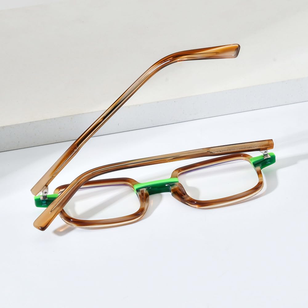 MUTYNE Montura de gafas de acetato multicolor para hombre, anteojos cuadrados retro, gafas para mujer