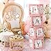 Floral Baby Shower Box Birthday Party Decoration Pink Balloon Blocks First Birthday Centerpiece Decor for Girls Rose Gold Gender Reveal Party Supplies…