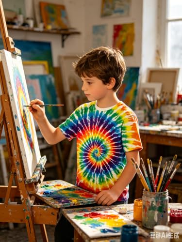 Image of Boys Tie Dye Shirt Size 4-14 Hippies Senior Rainbow Tees T Shirts for Kids | Tees T shirts for Kids