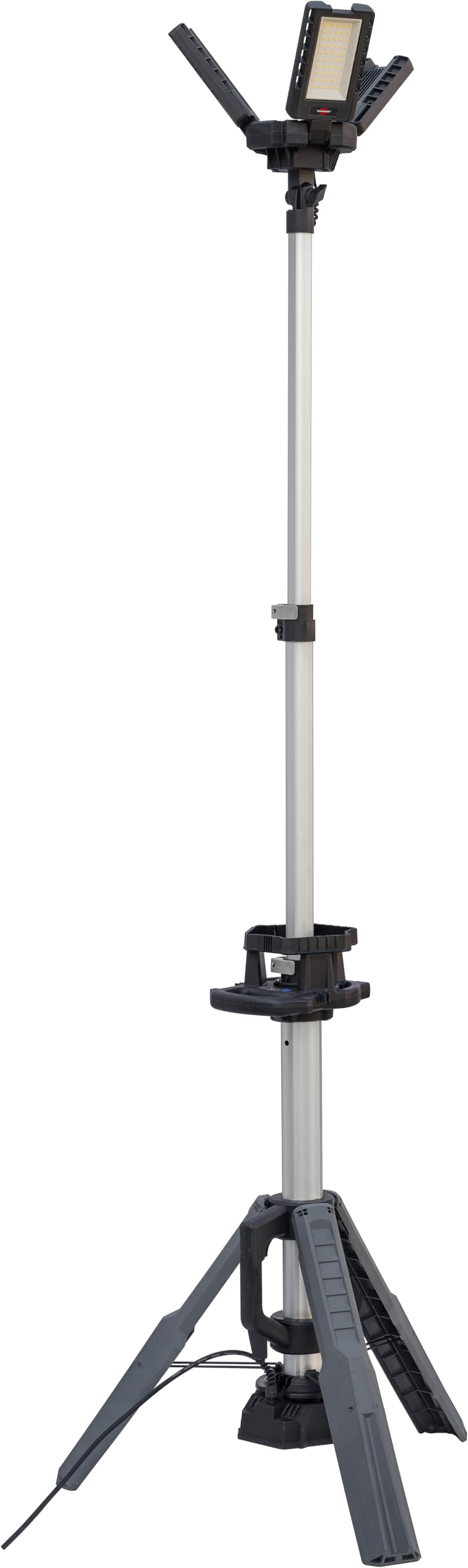 Brennenstuhl Professional Reflektor Budowlany LED na Statywie z Potrójną Głowicą 13050 T z 13500 lm, Reflektor LED z 3 Indywidualnie Regulowanymi Reflektorami, 100 W, IP54, Sterowanie Bluetooth
