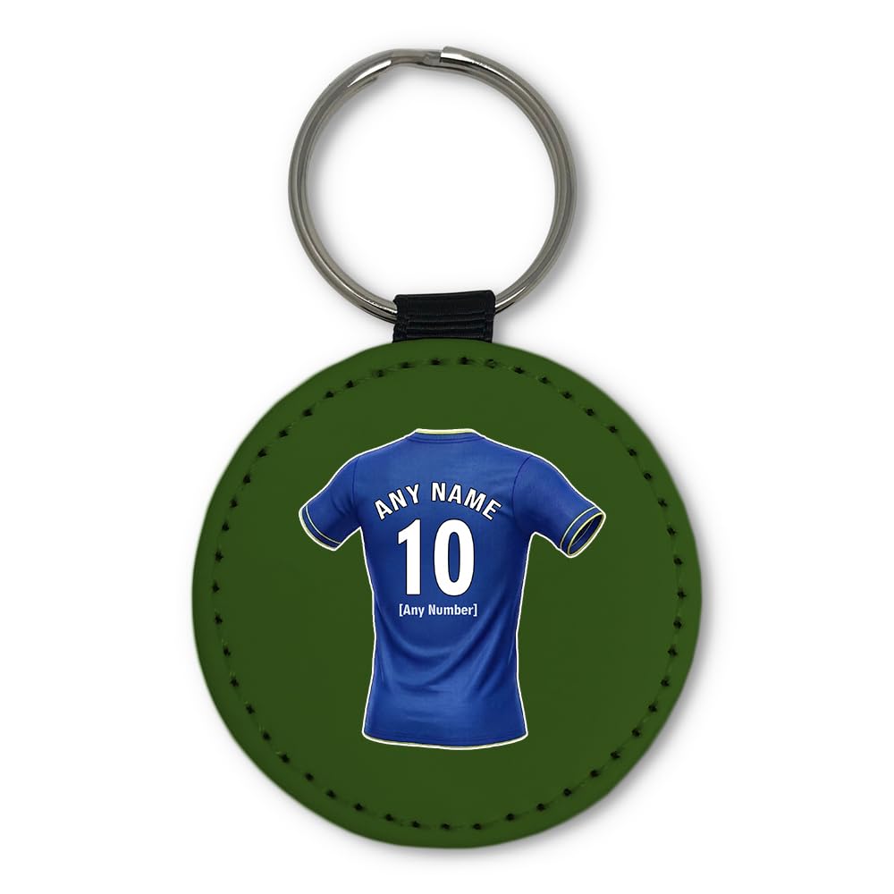 UNIGIFT Personalised Gift - Birmingham Fan Green Round Keyring (Royal Blue Football Jersey Design) Custom Name Keychain - Small Heath B9 Club — image 1