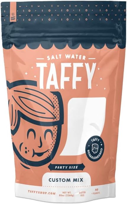 Taffy Shop Create a Party (80oz) bag of Assorted Saltwater Taffy-Choose up to 5 Flavors of Gourmet Salt Water Taffy's (World's Best Taffy)