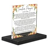 Teacher Prayer Gift, Christian Appreciation Desk Sign with Floral Design, Thank You Gift for Teacher Birthday Christmas Back to School Teacher’s Day, Office Decor Inspirational Plaque YCT41