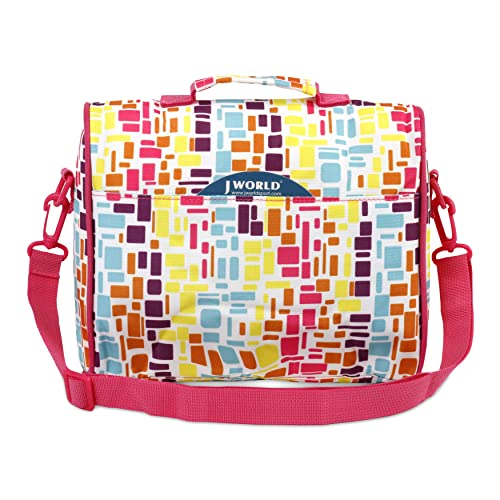 Image of J World Casey Small Lunch Bag for Adults. Medium-Size Insulated Lunch-Box for Kids, Squares Neon