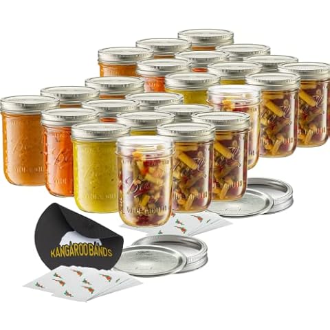 Ball Wide Mouth Canning Jars Kit | 16 oz Wide Mouth Mason Jars and Lids (24 Pint Jars) | Includes Ball Canning Jars, Jar Opener, Labels | Canning, Fermenting, Pickling, or DIY Decors Projects Cover