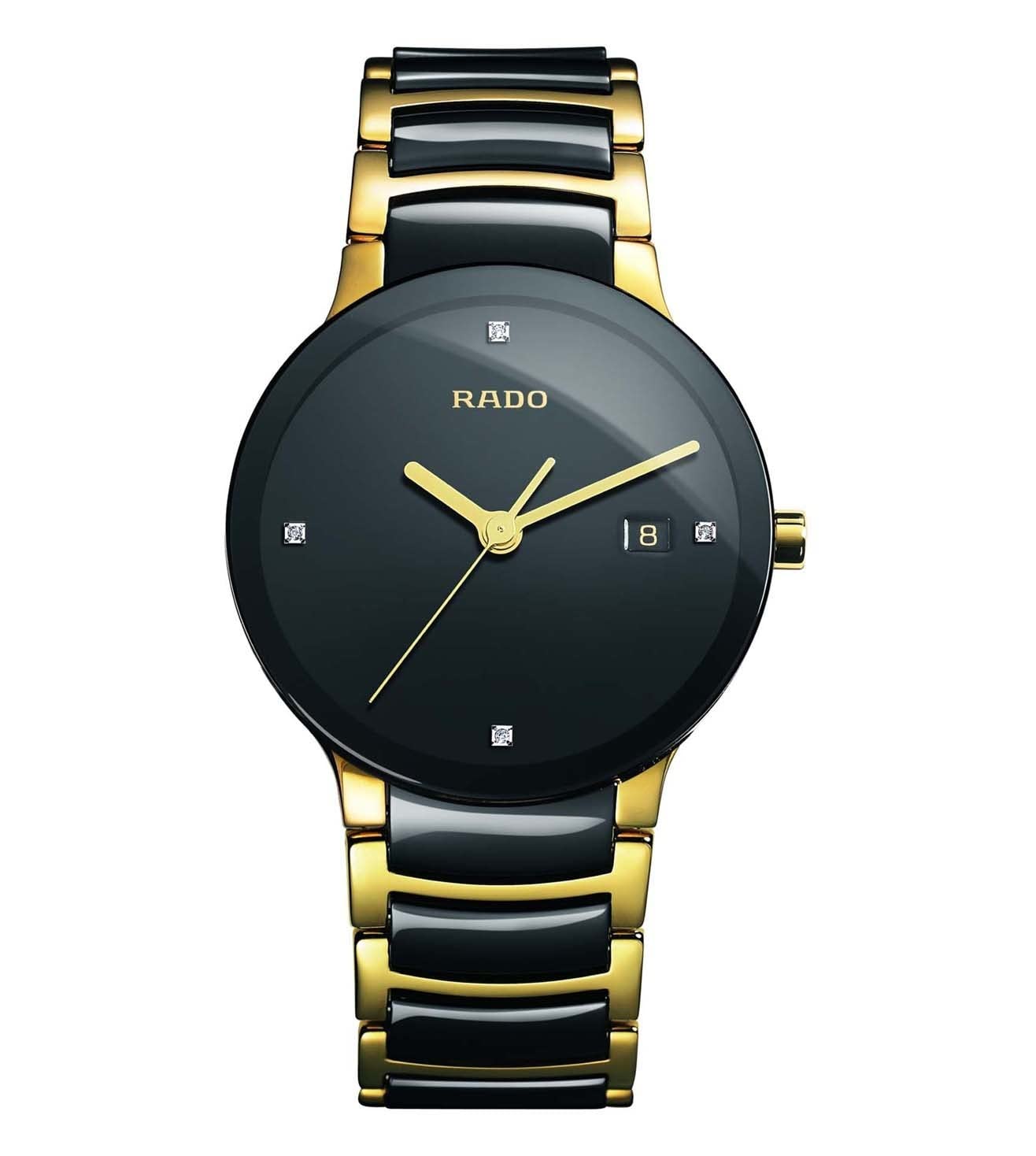 Entiq RAD0 Men's R30929712 Centrix Jubile Golden Stainless Steel Bracelet Watch, Black/Gold, 38 mm, Quartz Watch.