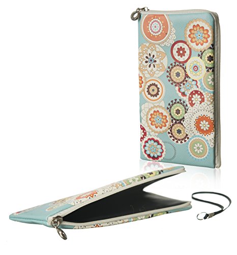 Custodia con chiusura lampo, turchese, morbida