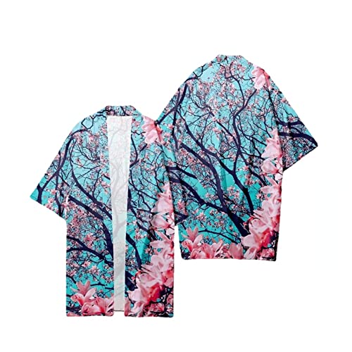 Men's Lightweight Japanese Kimono Jacket Seven Sleeve Open Front Robe Cardigan Casual Bathrobe Sleepwear Loungewear