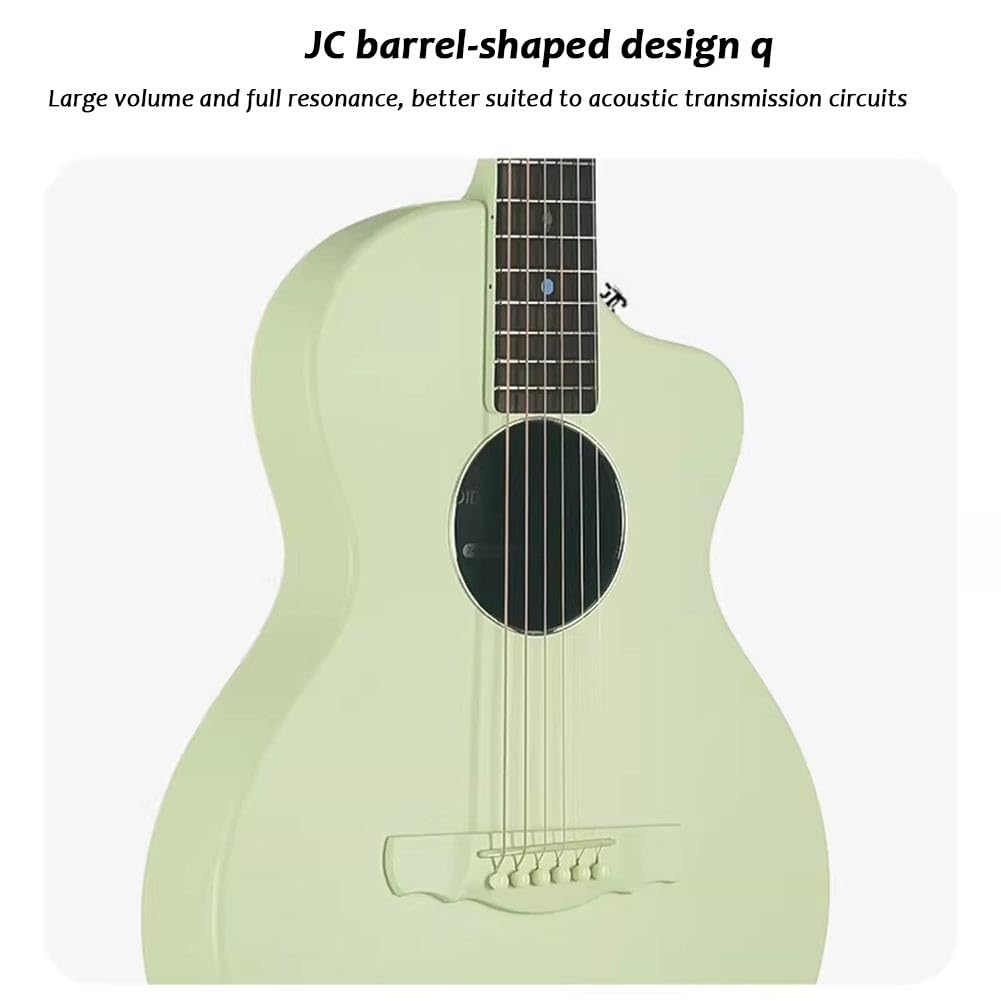 Guitarra Folk De 38 Pulgadas De Fibra De Carbono, Guitarras Acústicas Con Cutaway Fabricada Con Material Compuesto De Fibra De Carbono Mediante Moldeo Integrado(Black)