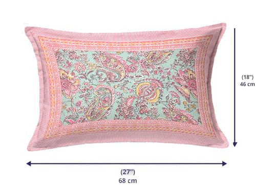 Image of elanorhomes 180 TC Pure Cotton Pillow Covers Set of 2, Bedroom Pillows with Zip Closure, Soft Smooth Cool Breathable Pillowcases for Home 27x18 inch (Petal Glow)