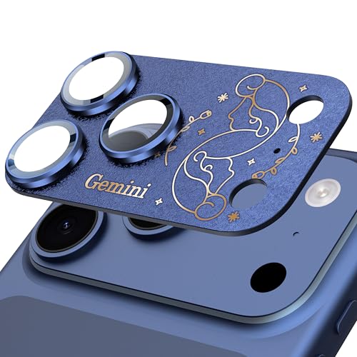 Compatible for iPhone 17 Pro Max Camera Lens Protector, Gemini Pattern, Drop Protection, Anti Scratch Full-Coverage, AR 360-Degree Protection, Camera Transmfttance HD, Easy Installation, Dark Blue