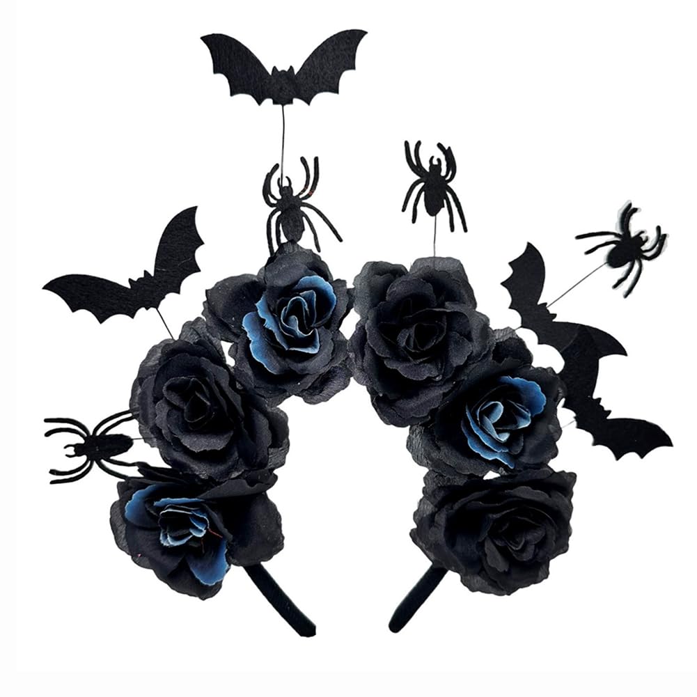 Taodyans Halloween Headband Flower Crown Headpiece Day of the Dead Costume for Women Party Cosplay Gothic Headwear Accessories (Spider & Bat)