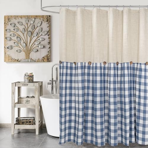 DOSLY IDÉES Linen & Cotton Farmhouse Shower Curtain 72x72