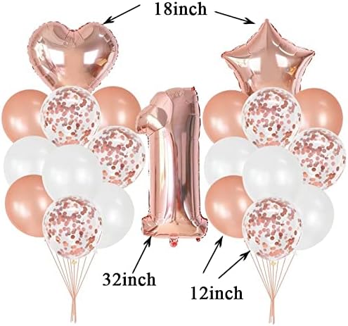 Miniatura 3 de WYBW Decoración de fiesta de cumpleaños, 21 unidadesjuego de globos de papel de aluminio de 32 pulgadas, globos de 18 pulgadas, con forma de corazón