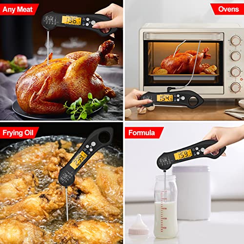 Mrmosy Digital Meat Thermometer Instant Read Food Thermometer Waterproof Dual Probe With 3 Batteries, Backlight, Built-In Magnet, Temp Alarm For Cooking, Deep Fry, Bbq, Grill, Kitchen Or Outdoor #TOP2