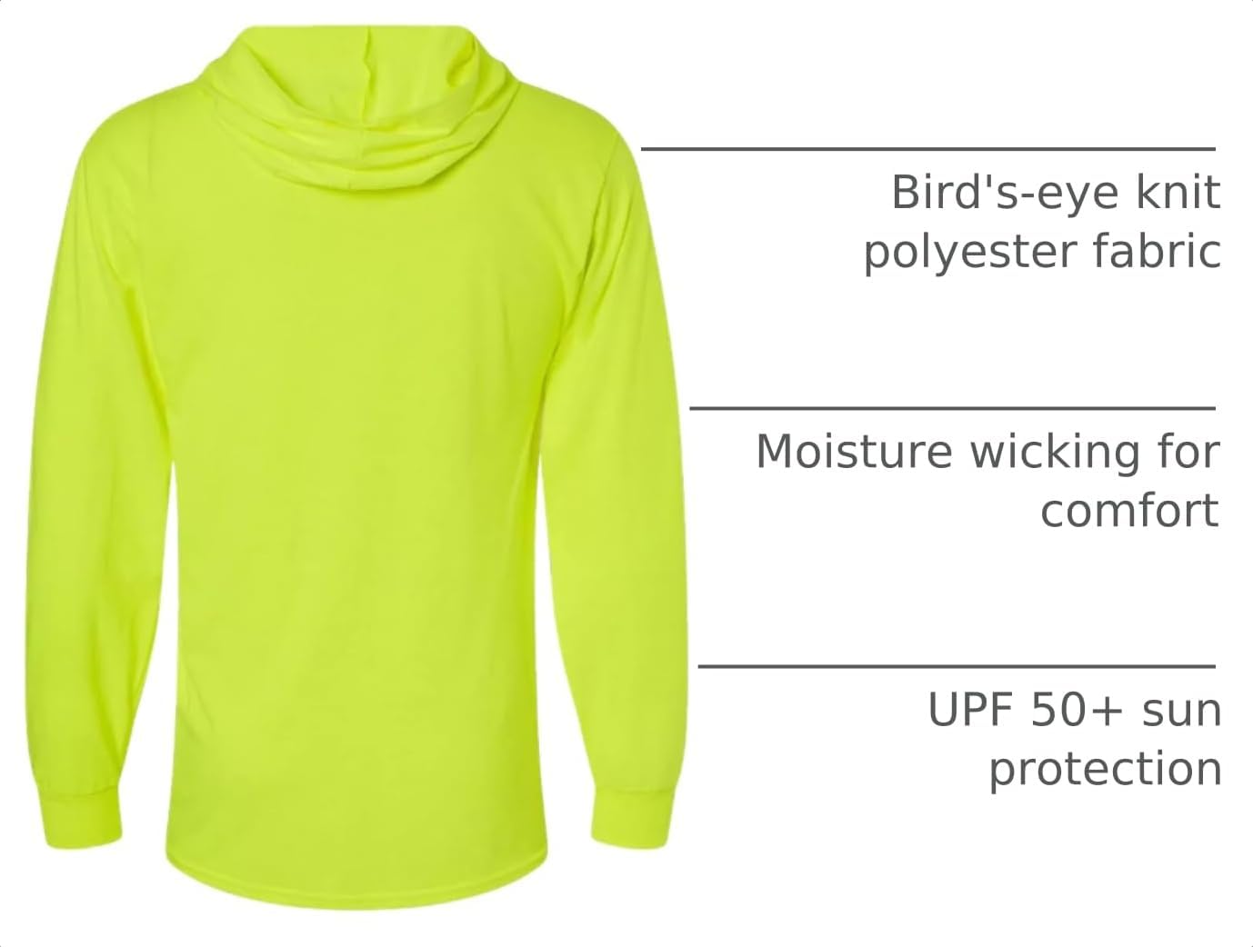 L&M® Hi Vis T Shirt Safety Lime Orange Long Sleeve HIGH Visibility with Hood