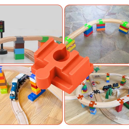 GXGM 10-Teiliges Set Track Connectors Für Brio Duplo Systemverbinder, 4 * 3.2 * 1.10Cm Kompatibler Adapter Gleisverbinder, Universell Kombiniert Beide Systeme Miteinander, Schienenverbinder(orange,D)