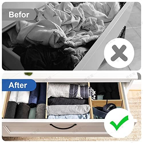 YoungNee Bamboo Drawer Dividers, Adjustable Drawer Organisers, Kitchen Utensil Drawer for Clothes, Bathroom, Baby Drawer, Tools