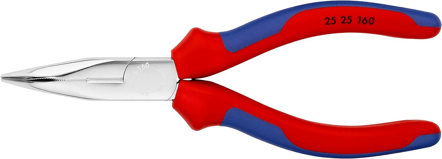 Knipex Pince demi-ronde avec tranchant (pince radio) chromée avec poignées comfortables 165 mm, 25 25 160