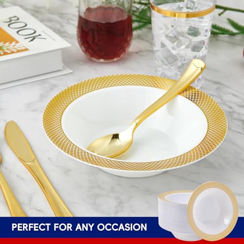 Jolly Chef 100 Disposable Plastic Bowls 12Oz Premium Heavy Duty Disposable Dinner Bowls Reusable And Great For Parties Or Weddings thumb #3