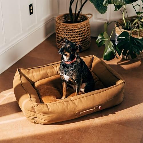 Lucky Dog Drift Series Nesting Bolster Dog Bed | Pillow Insert | Machine Washable | Large 44" | Cognac #TOP19