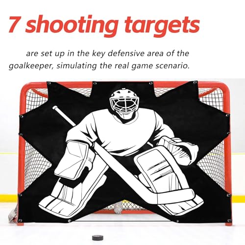 Ice Hockey Target - 54 x 44IN Durable Quick Setup PVC Goalie Shot Accuracy Training Equipment- for Indoor Outdoor Home Use Suit Youth & Players with 7 Holes - 1 Target