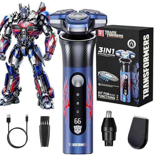 Transformers Electric Razor for Men，IPX7 Waterproof Wet & Dry (Blue)