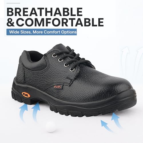 Image of FUEL Falcon-01 Genuine Leather Safety Shoes for Men Industrial PU Single Density Sole, Steel Toe, Energy Absorption Shoe (Sizes-6UK - 11UK /India)