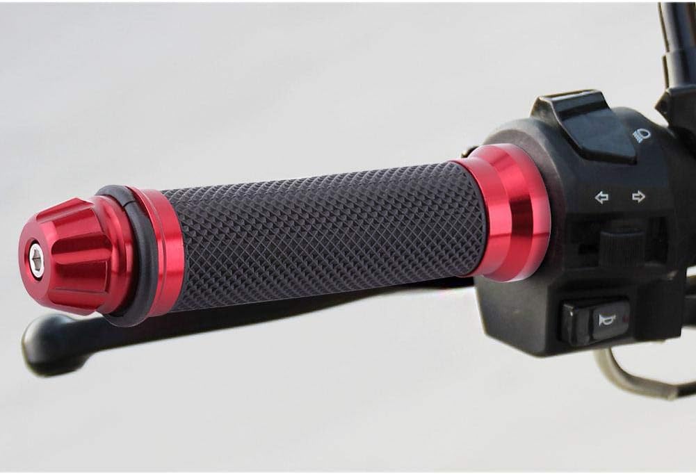 7/8" Motorcycle Handlebar Grips, Keenso CNC Aluminum Rubber Hand Grips, Universal Antiskid Handlebars Hand Grips Rubber Gel Handlebar for Handle Bar Bike Bicycle