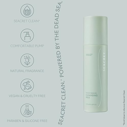 Miniatura 4 de SEACRET Leche limpiadora para la cara, limpiador facial enriquecido con minerales del Mar Muerto, 6.8 onzas líquidas.