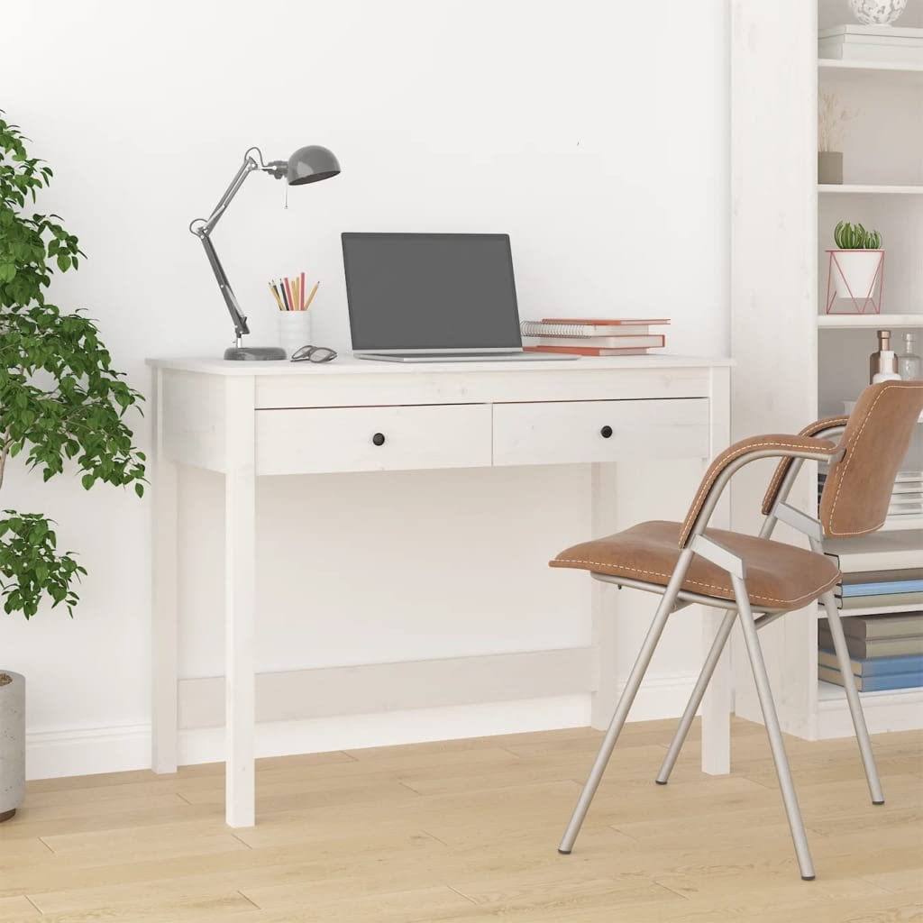 Scrivania con cassetti, in legno massello di pino, 100 x 50 x 78 cm, per ufficio, casa, ufficio, studio, segretario, appartamento, soggiorno, camera degli ospiti