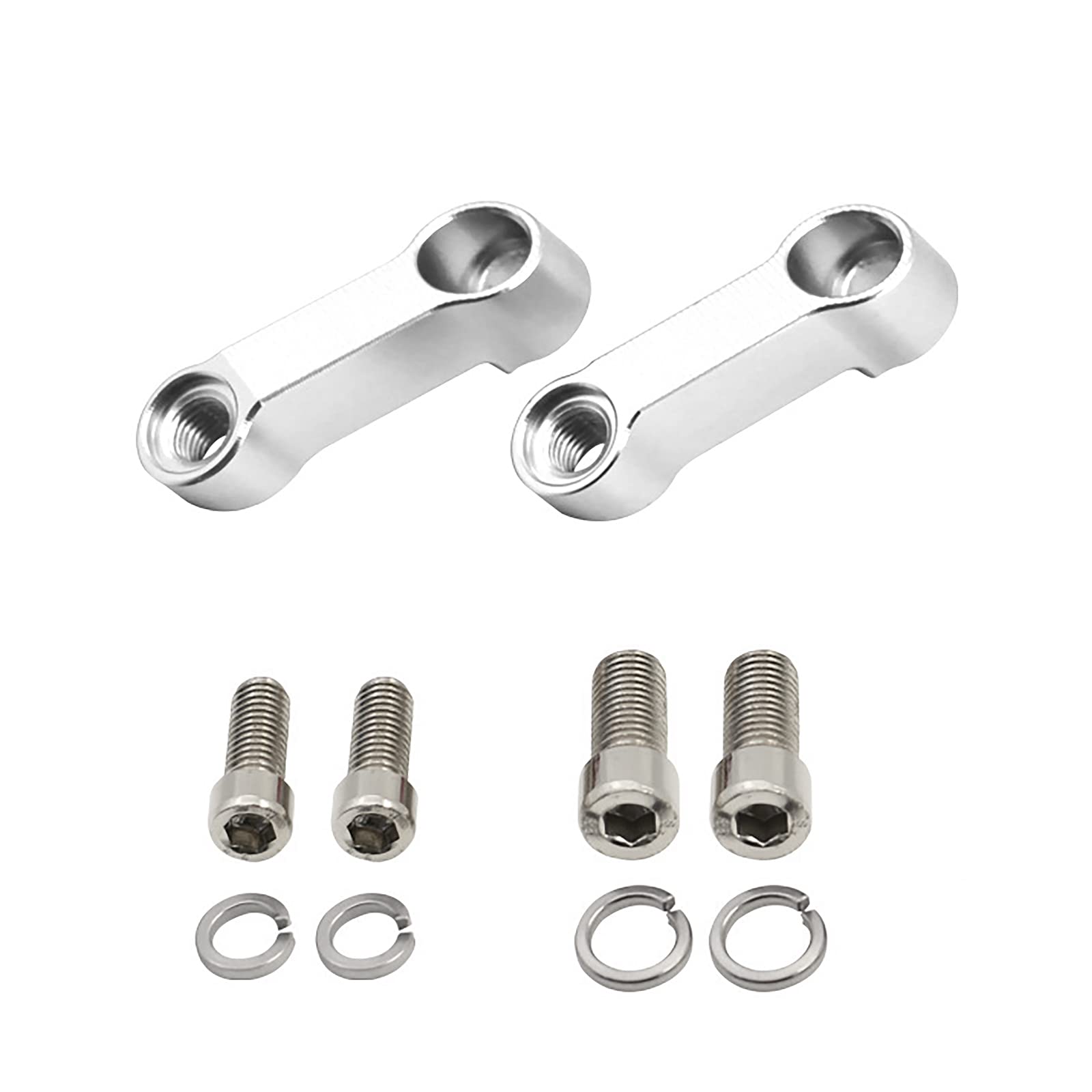 Larcele Prolunga per specchietto retrovisore moto, 10 mm, 8 mm, supporto per specchietto retrovisore moto, supporto per aumento dello specchietto retrovisore MT/YSZ-01 multistrada (argento)