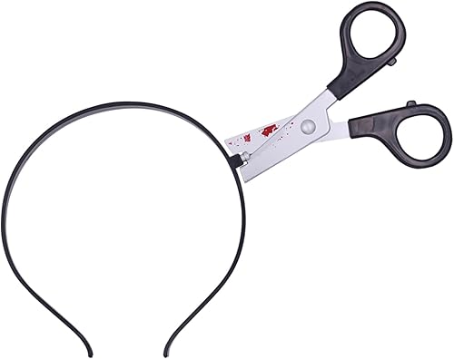 Rotumaty Accesorios de disfraz de miedo, diadema sangrienta (cuchillo, jeringatijeras), divertidos juguetes para la cabeza para Halloween (tijeras)
