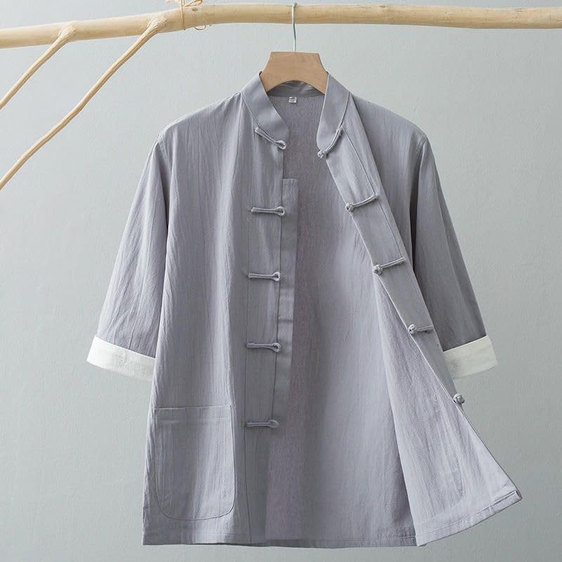 Camisa de estilo chino para hombre en puro algodón Tang Suit de manga corta 2