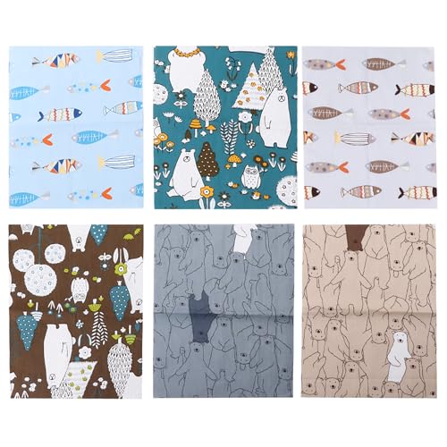 SAXOJONON Tela de Algodón para Manualidades, Lindo Estampado de Dibujos Animados, Material y Transpirable, para Proyectos de Costura, Textiles para decoración del hogar, Alta