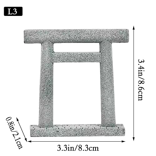 Image of livelyfish Japanese Fish Tank Decorations Asian Aquarium Decor Torii Gate Ornament Japanese Shrine Oriental Pagoda Aquarium Sandstone Bridge Statues Betta Fish Decorations for Tank, L3