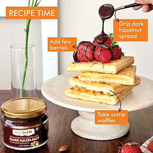 Image of Jindal Cocoa Cocoburst Dark Chocolate Hazelnut Almond Spread - 300g | Choco Spread with Cocoa & Hazelnut Butter | Chocolate Spread Without Palm Oil | No Trans Fat or Artificial Preservatives | Rich & Creamy